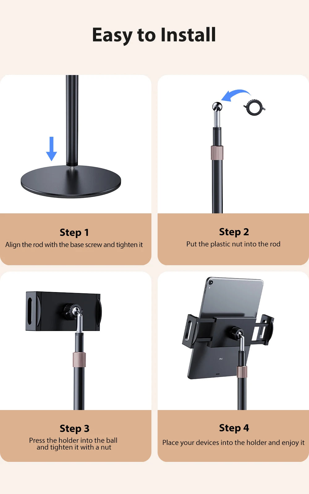 UPERFECT Portable Monitor Holder For 4.7-17.3 Inch Screen Vesa Phone Adjustable Laptop Gaming Bracket Expandable Desktop Stand