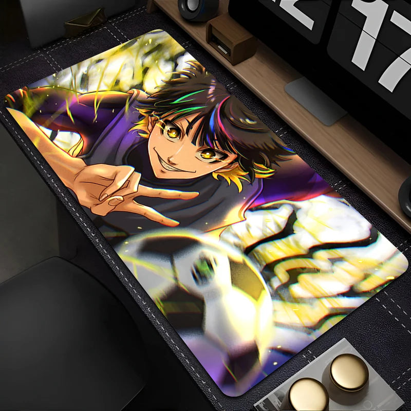 Mouse Pad Japan Anime Blue Lock Nagi Seishiro Mousepad PC Gamer Keyboard Rug Black And White Laptop Gaming Accessories Desk Mat
