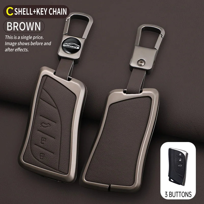 Car Zinc Alloy Leather Key Case Cover Chain For Lexus NX ES UX US RC LX IS 250h RX 350h LS 450h 260h 300h UX200 LM350H LM500H
