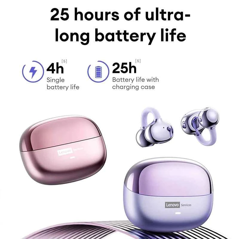 Lenovo LE302 OWS Ear Clip Earphones Wireless Bluetooth 6.0 Headset HD Call Touch Control Earbuds Low latency Gaming Headphones