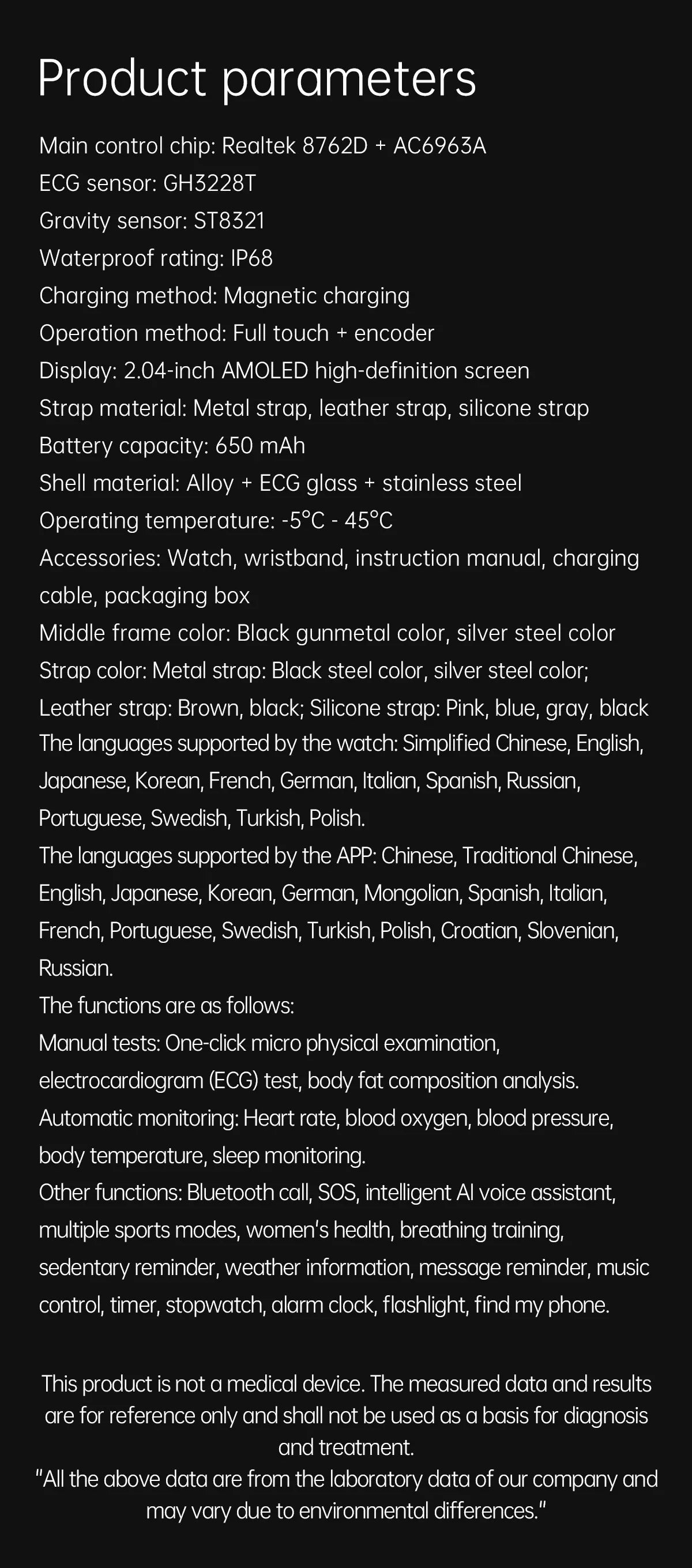 New Nursing Level Blood Pressure Laser Therapy Diagnosis Smart Watch Men Women Clock ECG+PPG Uric Acid Lipid Heart Rate Watches