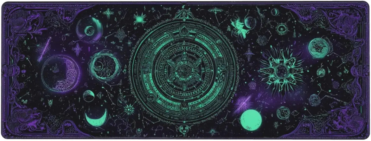 Goth-Themed Extended Gaming Mouse Pad – XL Large Desk Mat with Stitched Edges for Gamers and Home Office