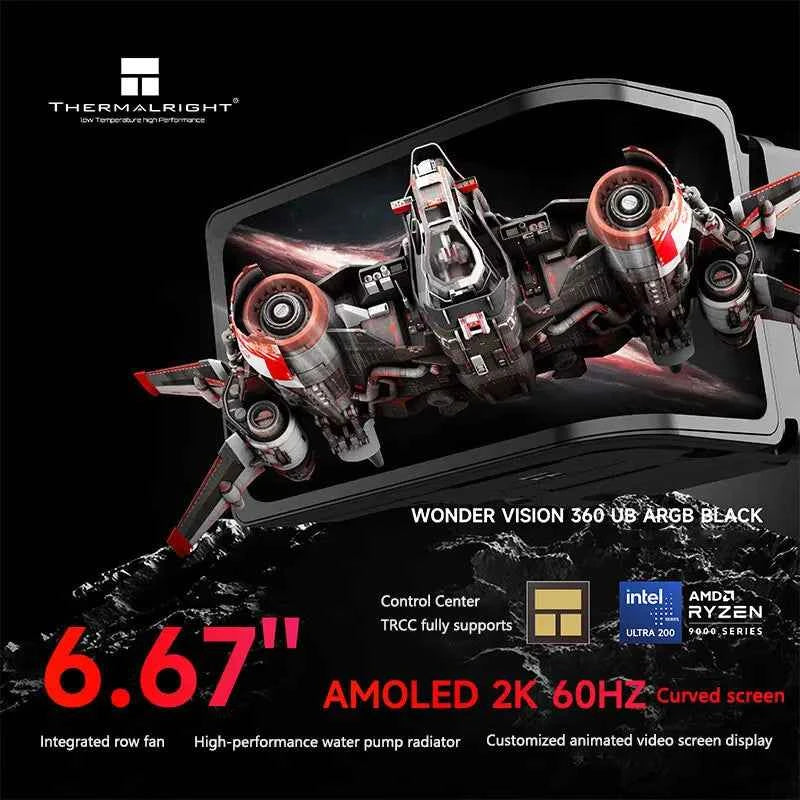 Thermalright WONDER VISION 360 UB All-in-one 360MM Water Cooler, 6.67-inch AMOLED LCD 2K 60HZ Curved Screen Naked Eye 3D Vision