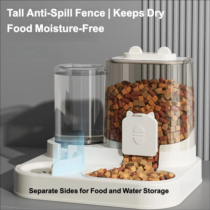 Automatic Cat Feeder Water Dispenser 2-in-1 Pet Food Container Gravity Feeding Bowl for Cat Dog Pet Supplies