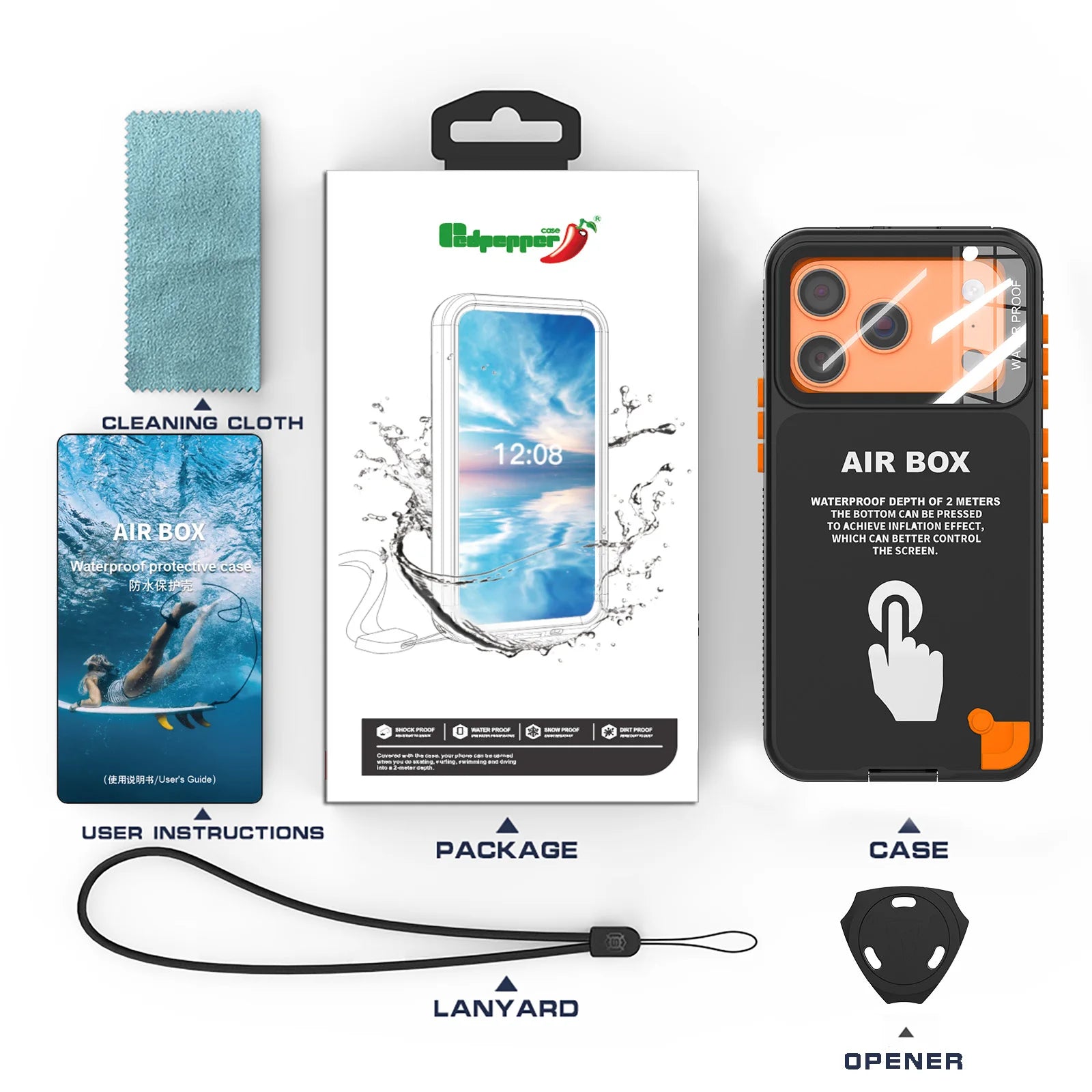 This brand-new touch-enabled IP68 waterproof phone case is suitable for iPhone 16 PRO MAX, 17, 15, 14, 13, 11PRO, and 12
