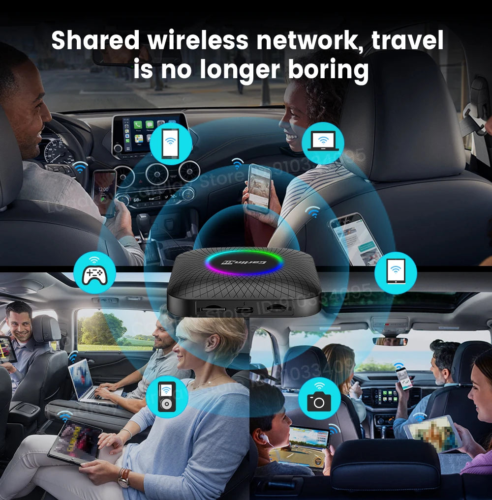 Carlinkit Ai Box Android 13 Led Wireless Android Auto & CarPlay Smart Tv Box QCM6225 Support Youtube Netflix Car Accessories