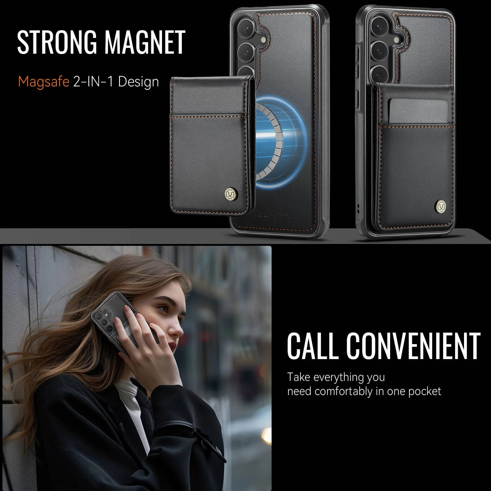 Magnetic 2 in 1 Detachable for Samsung Galaxy S25 S24 Ultra Wallet Case with Card Holder, Magnetic Flip Kickstand Credit Slots