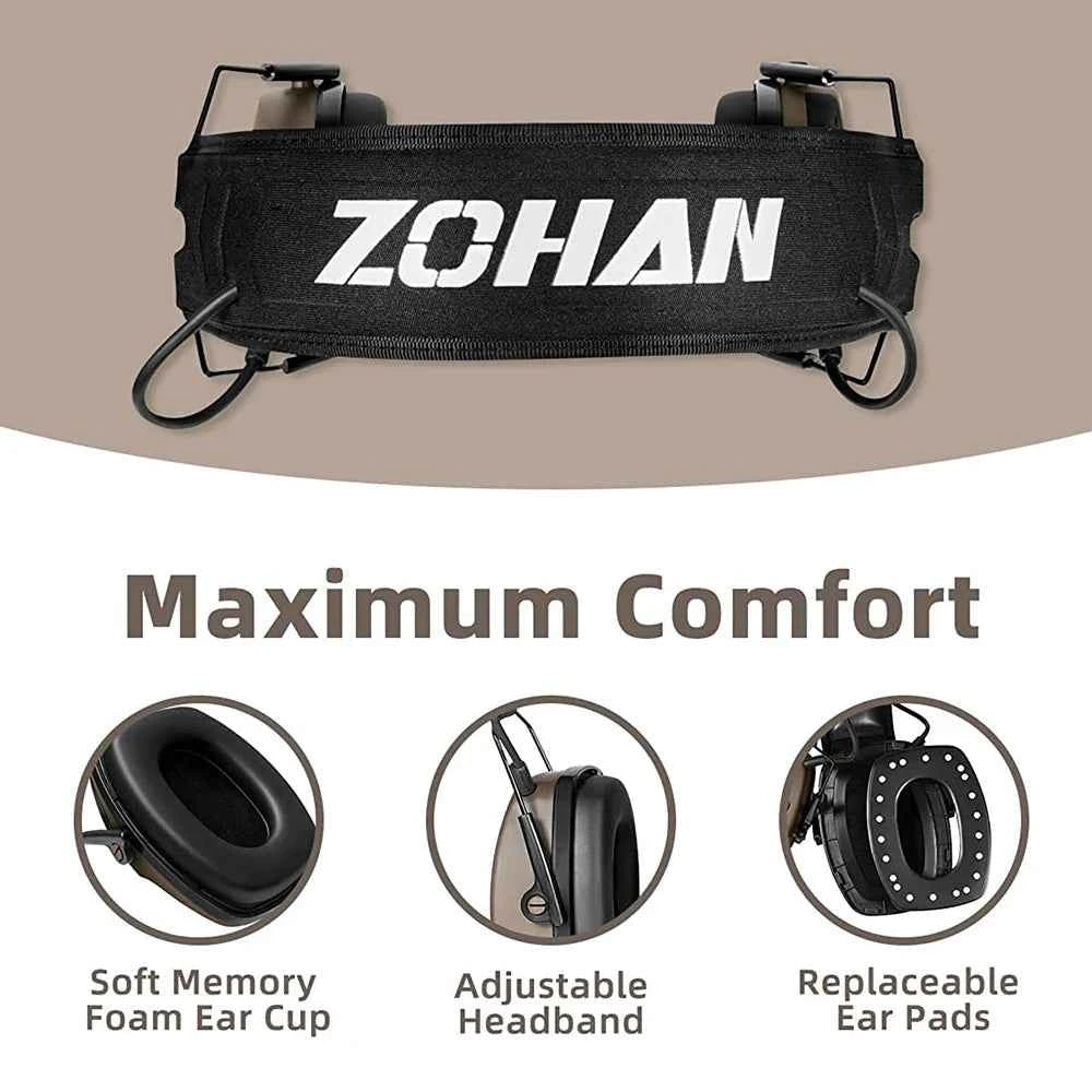 ZOHAN 5.0 Bluetooth Electronic Tactics Shooting Earmuffs Hearing Protection Anti-Noise Sound Amplification For Hunt Shoot Range