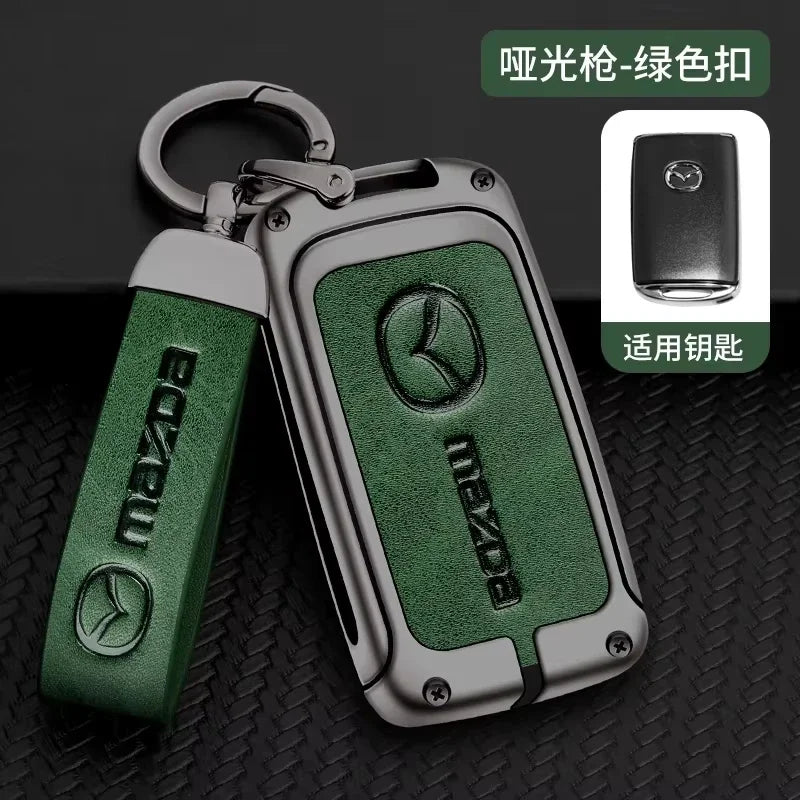 Metal&Leather Car Key Case Cover Protection For Mazda 3 Alexa BP CX3 CX4 CX5 CX-5 CX8 CX-9 CX-30 CX30 CX50 2020 2022 Accessories