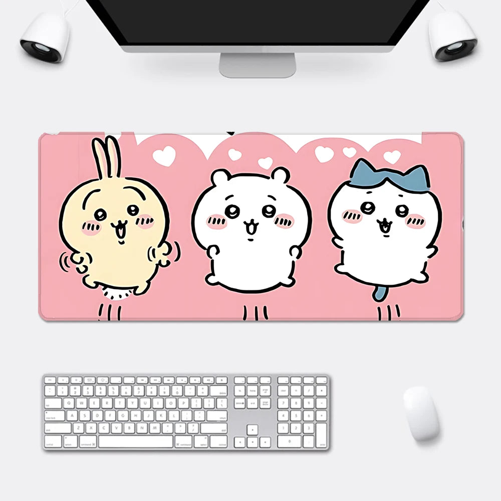 Cute Anime Chiikawas Mousepad HD Printing Computer Gamers Locking Edge Non-slip Mouse Pad XXL90x40cm Keyboard PC Desk Pad