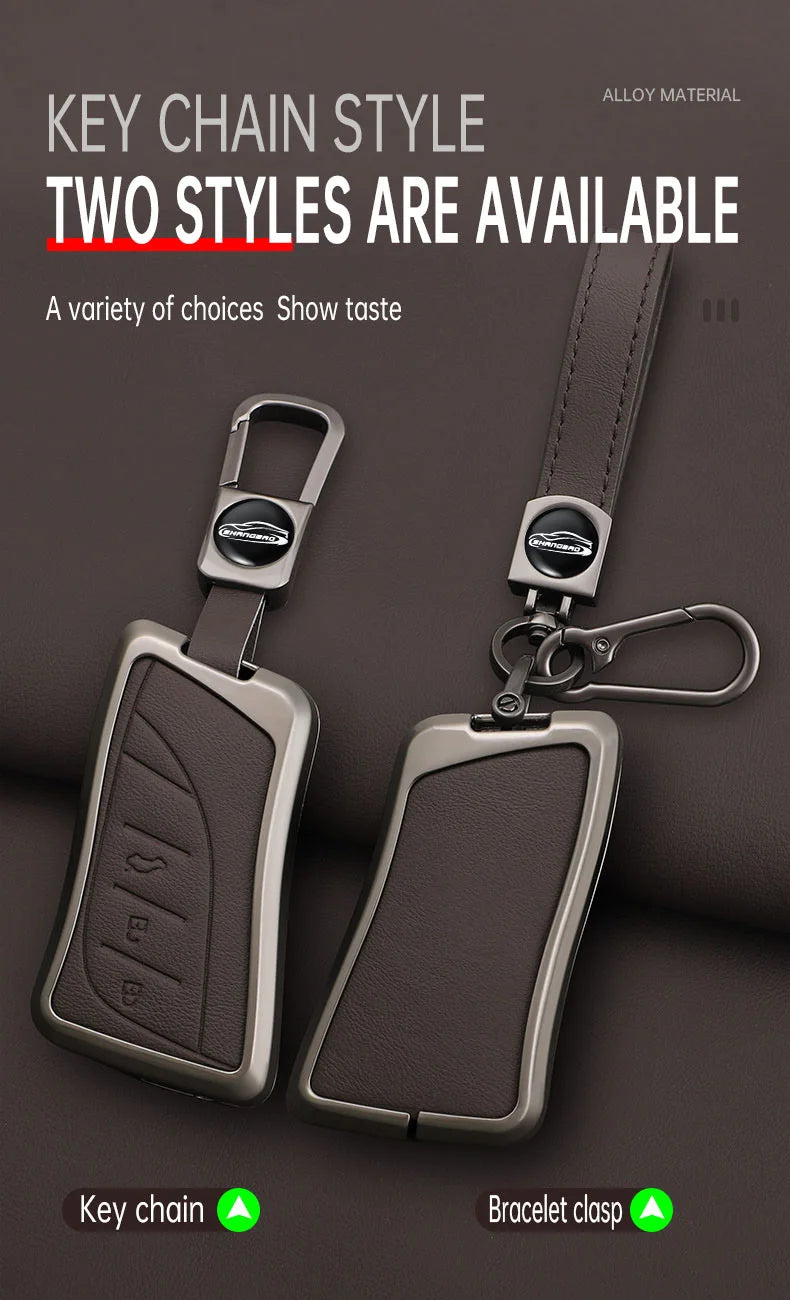 Car Zinc Alloy Leather Key Case Cover Chain For Lexus NX ES UX US RC LX IS 250h RX 350h LS 450h 260h 300h UX200 LM350H LM500H