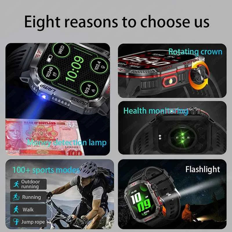 2026 Military Smart Watch with GPS Compass Waterproof Bluetooth Call Functionality And GPS Sport Tracker for Outdoor Activities