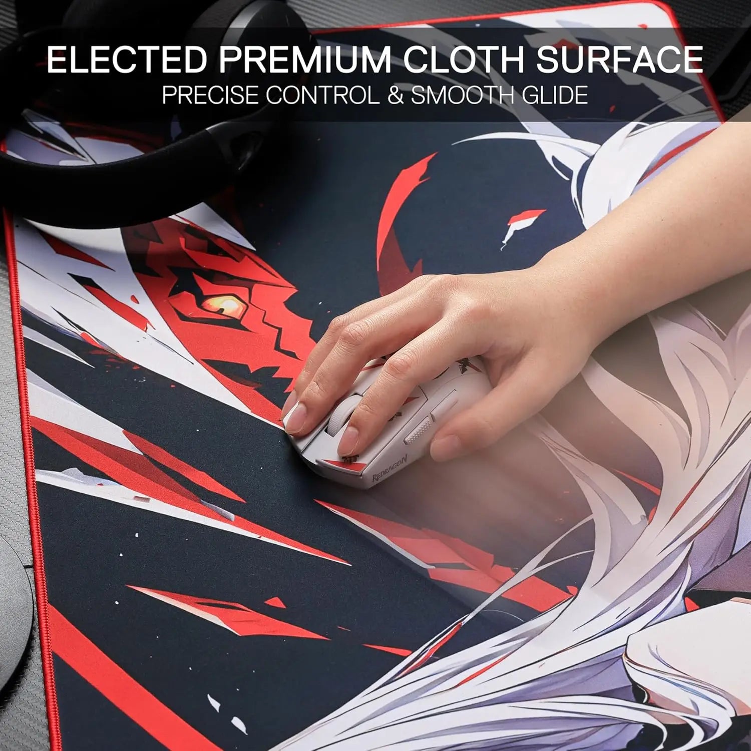 Redragon EISA P047 Anime Gaming Mouse Pad - Smooth Lycra Surface, Anti-Slip Rubber Base, Spill-Resistant, Durable 5mm Thick - WinSupport Tech