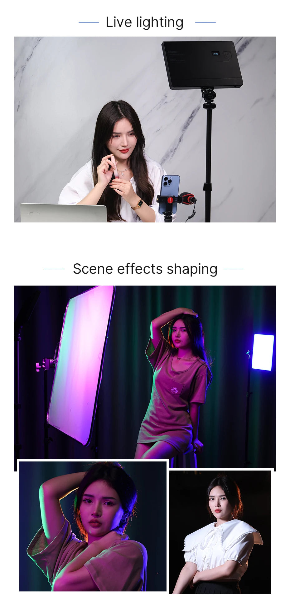 Ulanzi LT003 LED Video Light RGB Panel Light 2500-9000K CRI 95+ 8000mAh Fill Light for Live-streaming Video Tiktok Youtube