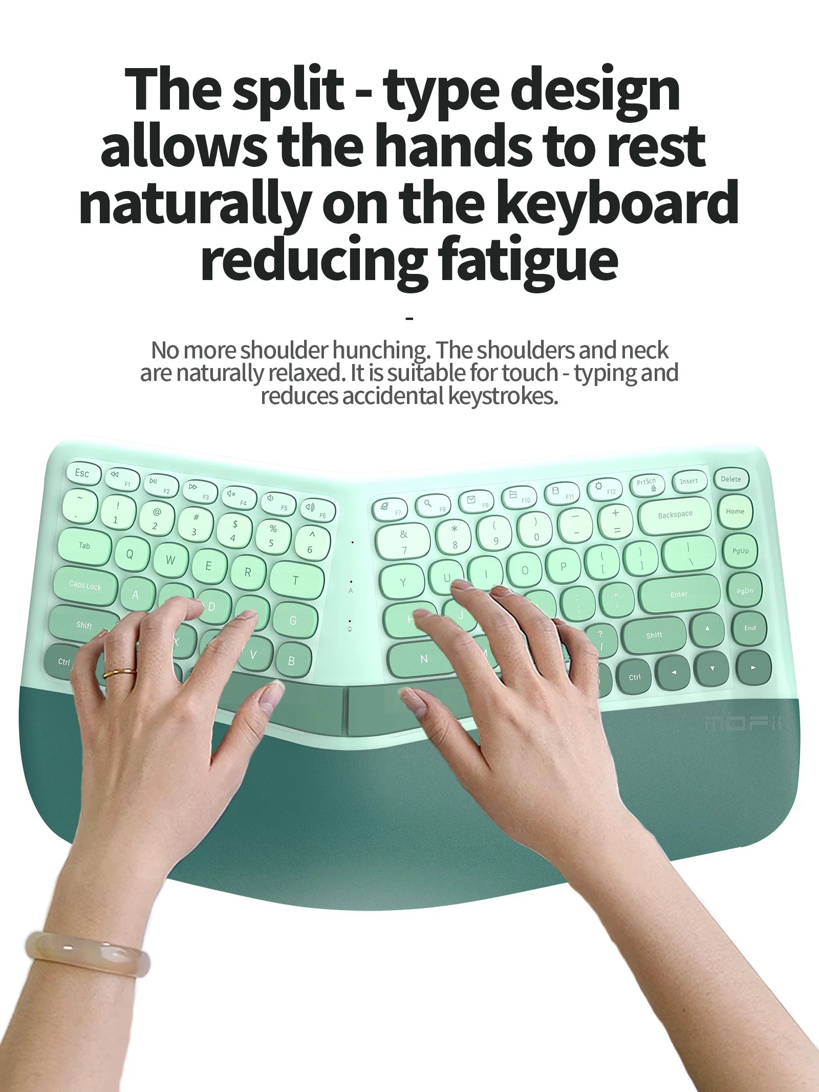 MOFii Ergonomic Keyboard and Mouse Combo, Cream Gradient, 2.4G Wireless, Wrist Fatigue Relief, Compact Tenkeyless, US QWERTY Lay