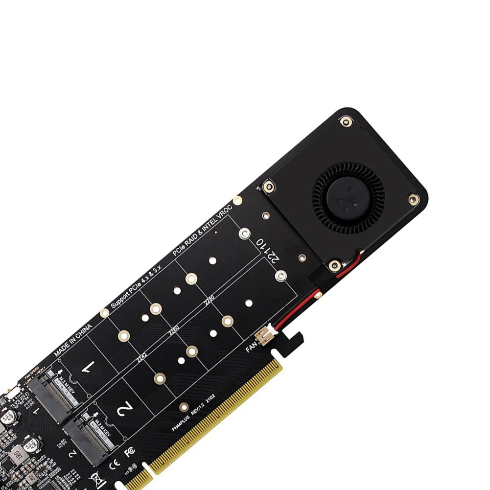 PCI Express 4.0 X16 to 4 Port NVME RAID Card Adapter Card M Key 4 NVME 4x32Gbps M2 NVME Expansion Card for 2280/2260/2242/2230