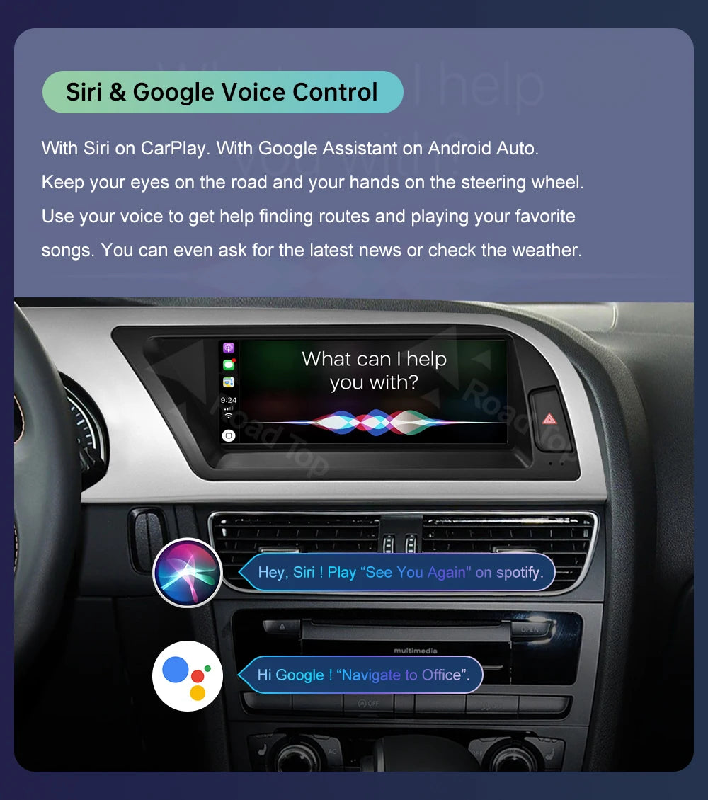 Road Top Radio Multimedia Linux Touch Screen For Audi A5 2008-2016 Wireless CarPlay Android Auto Airplay Car Player Function