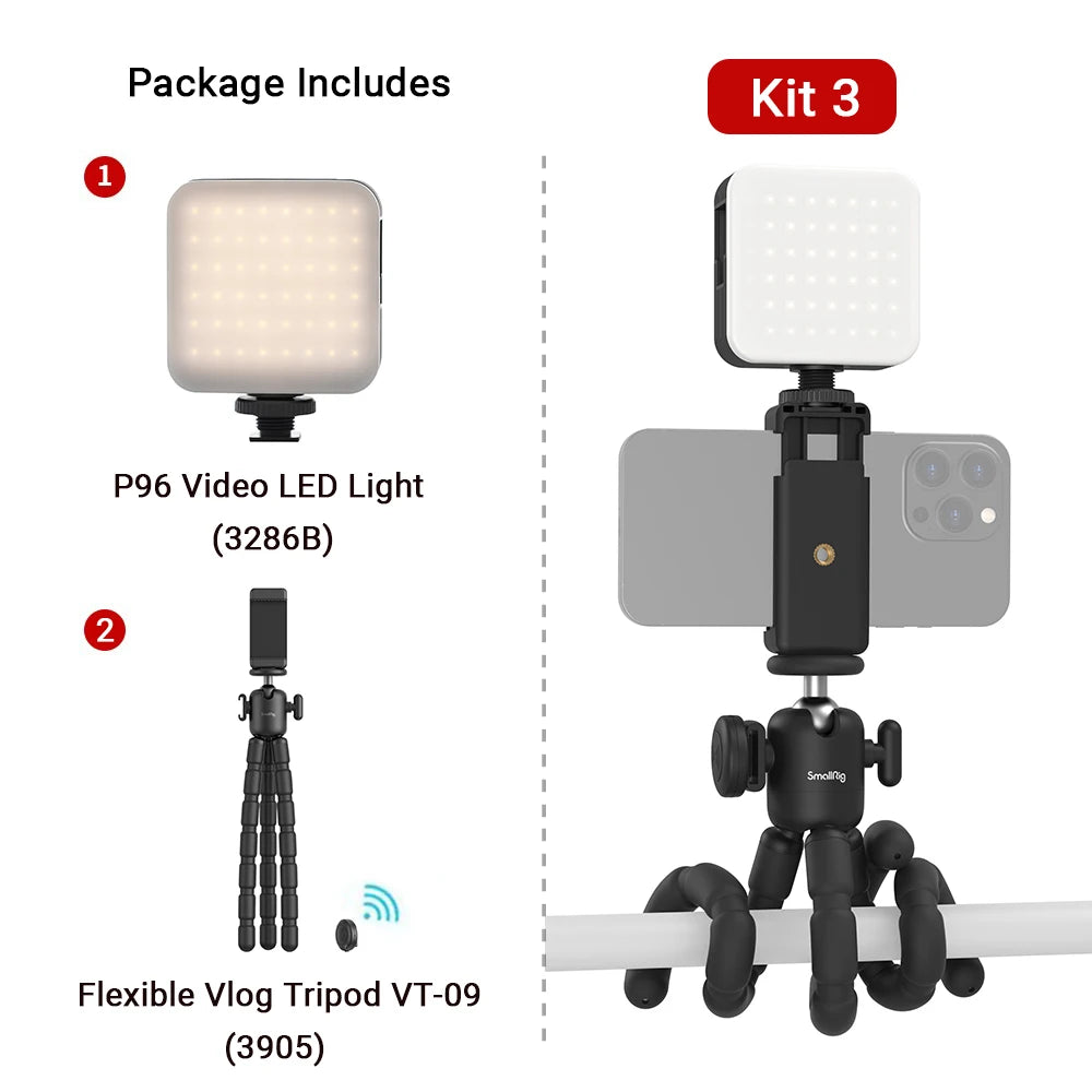 SmallRig P96 LED Video Light  Mini LED Camera Lights 2200mAh 6500k Zoom Photo Video Lighting for Youtube Tiktok Vlog Fill Light