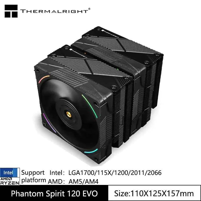 Thermalright Phantom Spirit 120 EVO CPU Cooler - Heat Sink Supports 1700/115X/AM5/AM4 7 Heat Pipe Dual Tower Radiator