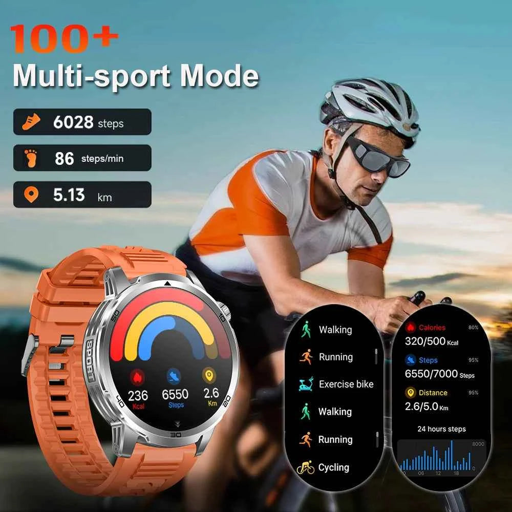 MEVADEN 1.85 inch Steel Smart Watch Men Bluetooth Call Smartwatch Sports Flashlight 1000mAh Health Monitor Watch for Male MD60
