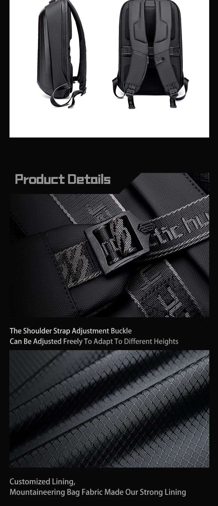 ARCTIC HUNTER Anti-Theft Mochilas Business Backpack Waterproof EVA Hard Shell Carbon Fiber Motorcycle USB Sports Backpack