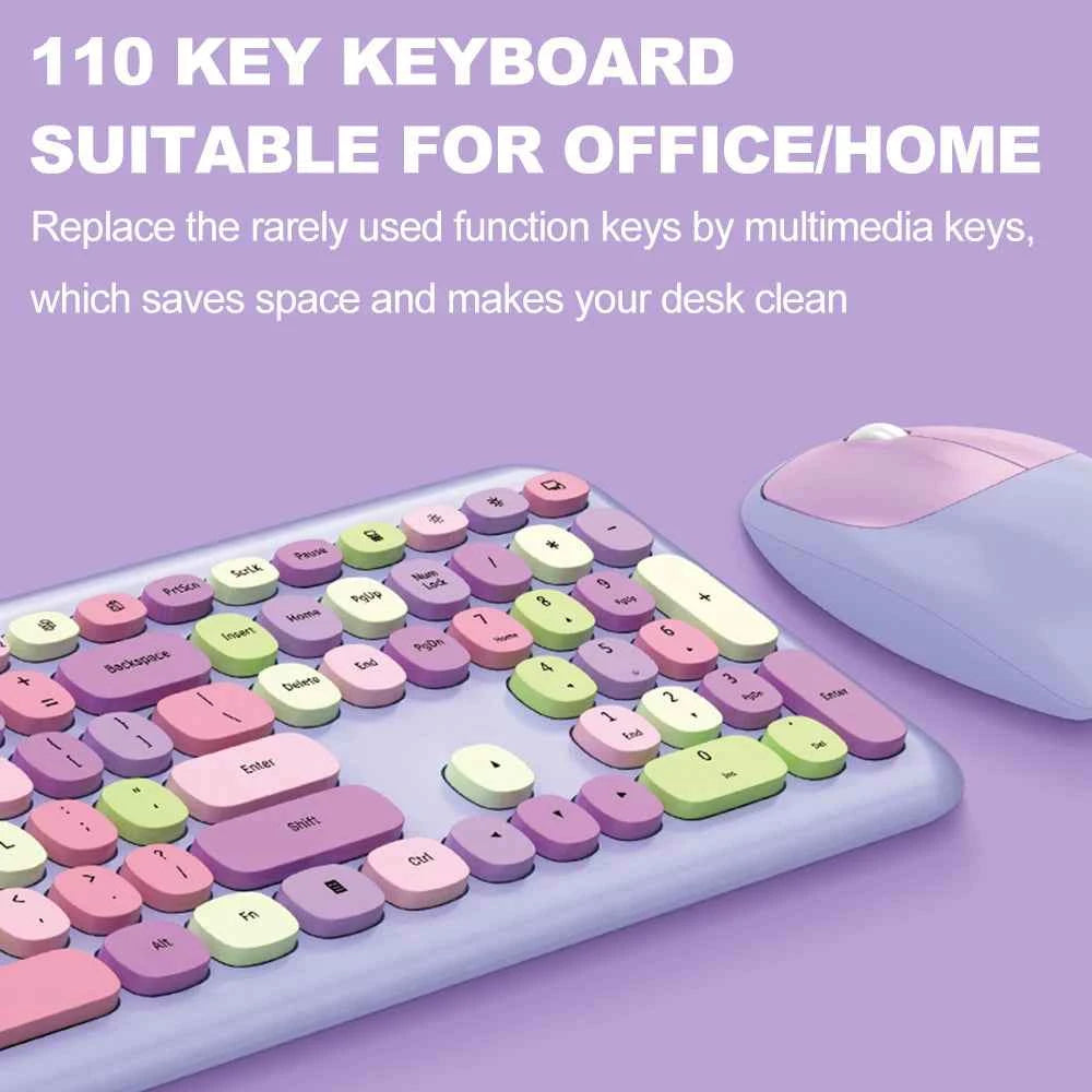 Modern Mofii 666 Keyboard Mouse Combo Wireless 2.4G Mixed Color 110 Key Keyboard Mouse Set with Round Punk Keycaps for Girl