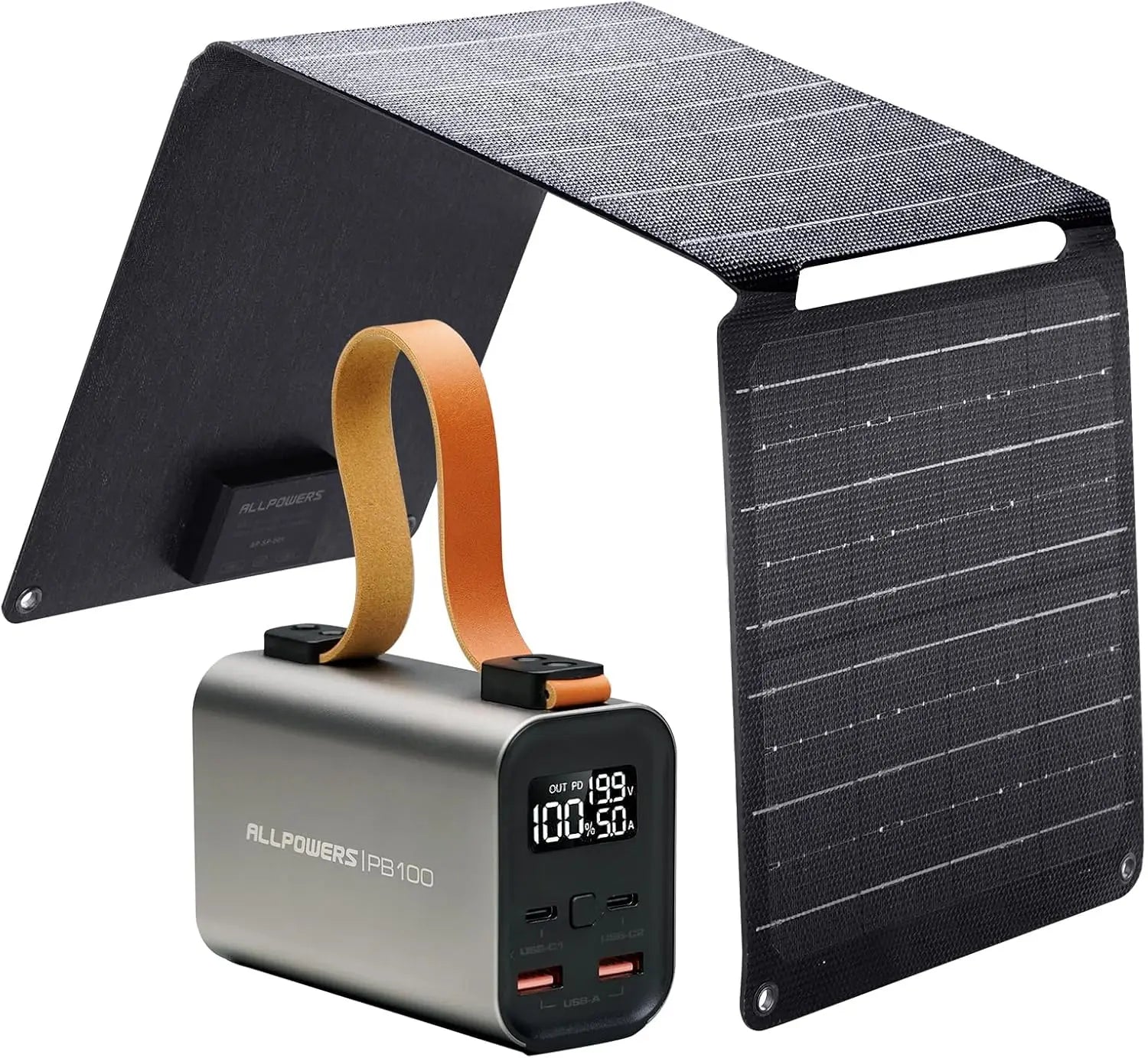 ALLPOWERS PB100 Powerbank and SP001 12V21W Solar Panel 24000mAh 4-Port Portable Charger with LED for Phone Laptop Camping travel