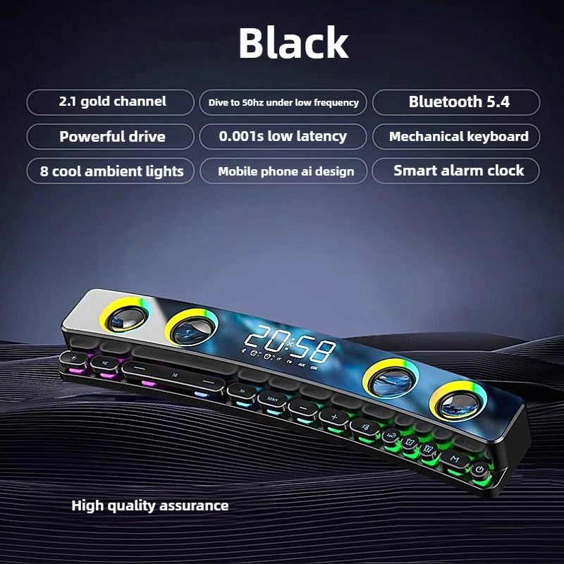 Computer Audio Desktop Notebook Long Multimedia Gaming Bluetooth Speaker Game Subwoofer 7 Color LED Lights/FM
