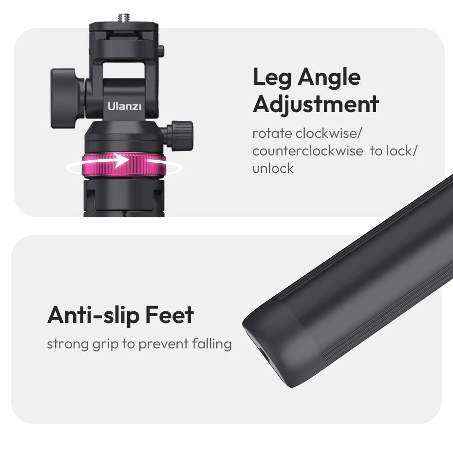 Ulanzi MT-89 2M Extendable Tripod Light Stand w 1/4'' Quick Release Plate Cold Shoe Mount for DSLR Camera Phone Video Light Mic