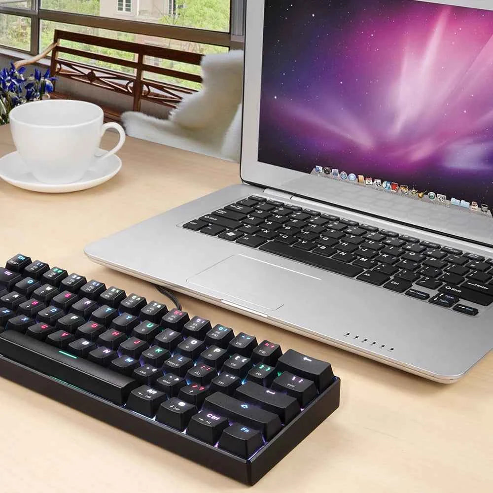 MOTOSPEED CK61 RGB Mechanical Gaming Keyboard OUTMU Red Switches Keyboard 61 Keys Anti-ghosting with Backlight for Gaming Black