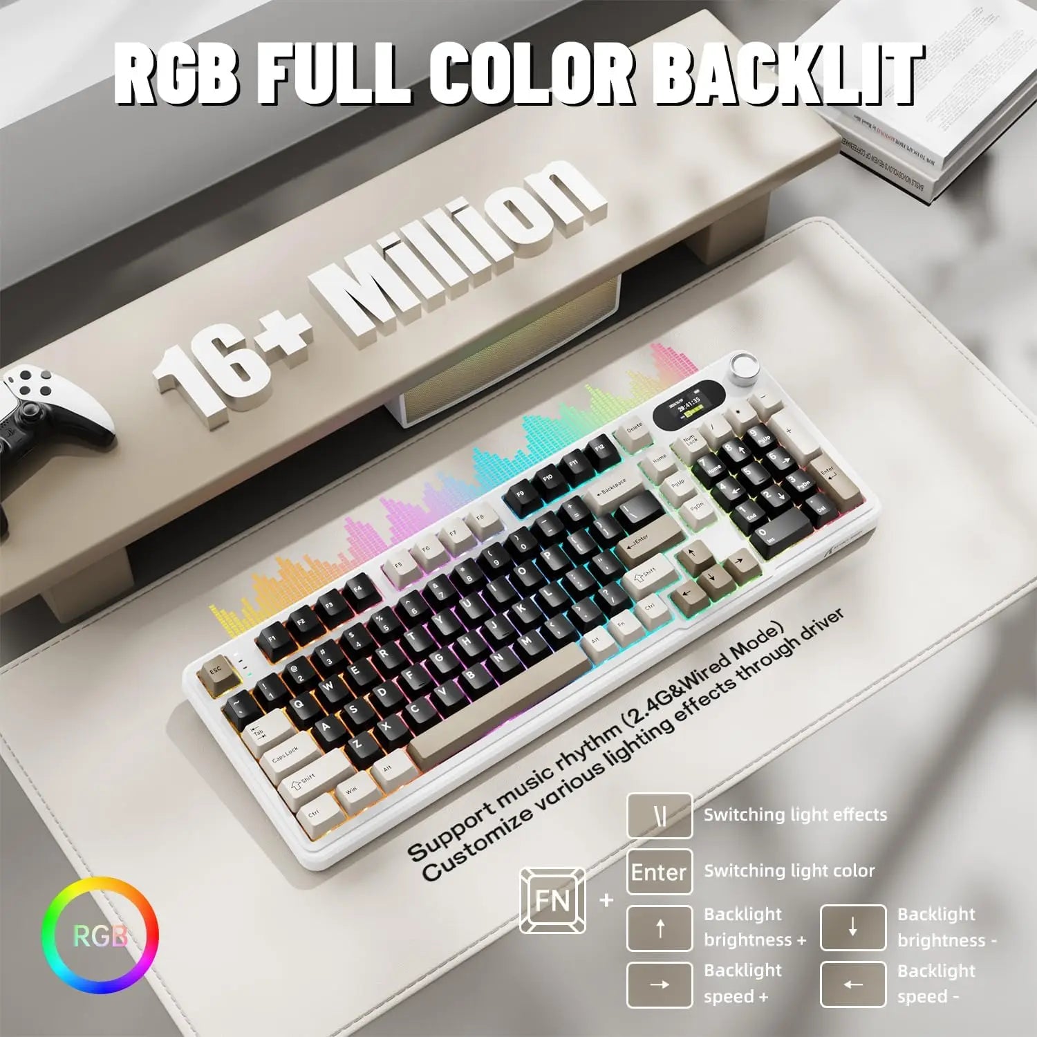 ATTACK SHARK X98Pro Wireless Mechanical Keyboard with Screen & Knob, Tri-mode Gasket Hot Swappable RGB  Keyboard, Web Driver