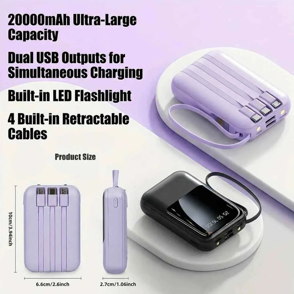 Slim Lightweight 20000mAh Fast Charging Power Bank, LED Digital Display Compact External Phone Charger, Multi-device Travel Backup Power, Thoughtful Present for Birthdays & Business Trips
