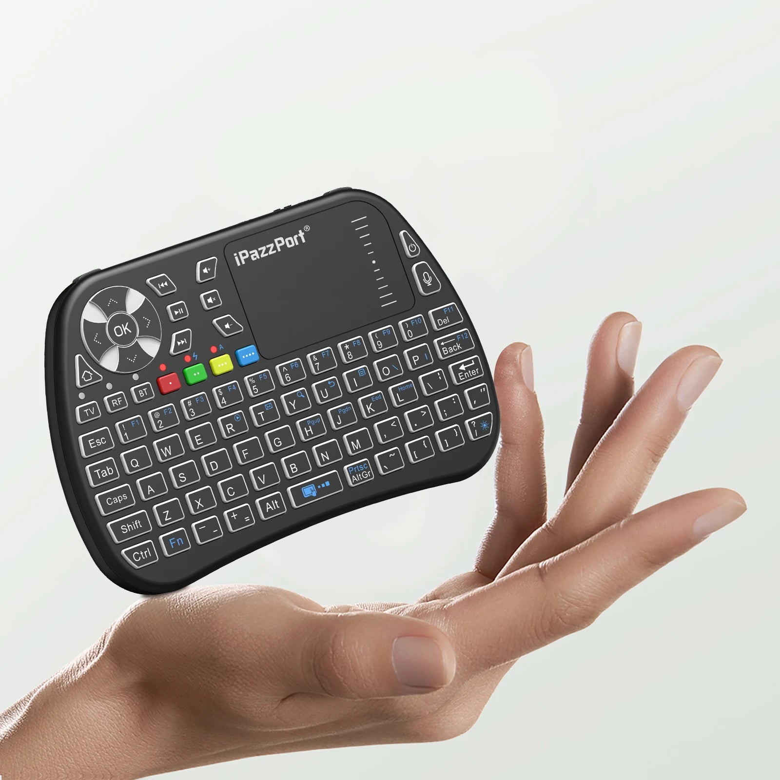 iPazzPort Bluetooth mini Keyboard with Touchpad,2.4Ghz , Backlight, Rechargeable, Compatible with Smart TV, Android TV Box, PC