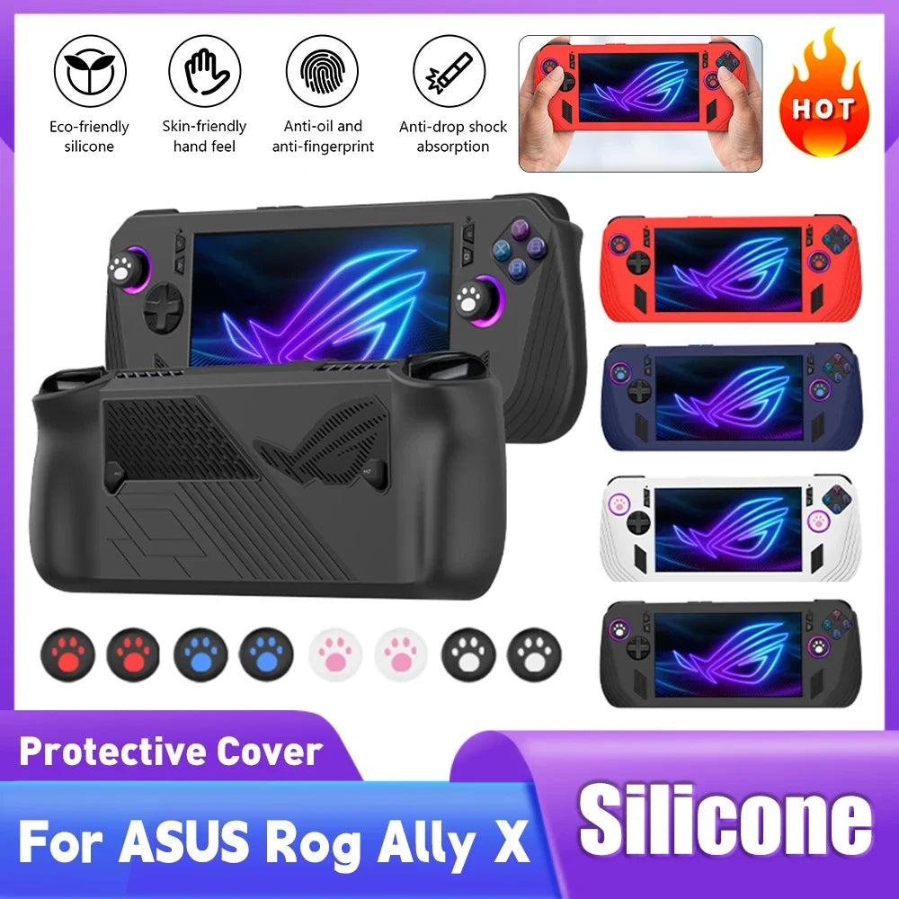 Silicone Protective Cover Shockproof Protector Sleeve Anti-Scratch with Lanyard Suitable For Asus ROG Ally X Gaming Console