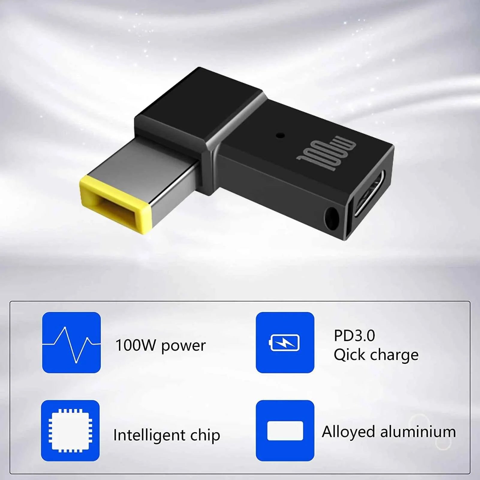 20V/5A 100W PD USB C To Square Tip Adapter ForLenovo Long Slim-Tip Accessories