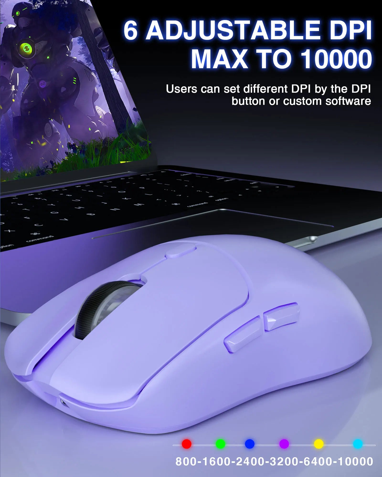 AULA SC580 Gaming Mouse Tri-mode Rechargeable Ergonomic Bluetooth Mouse 10000 DPI Wireless Bluetooth Mice for Office Gaming