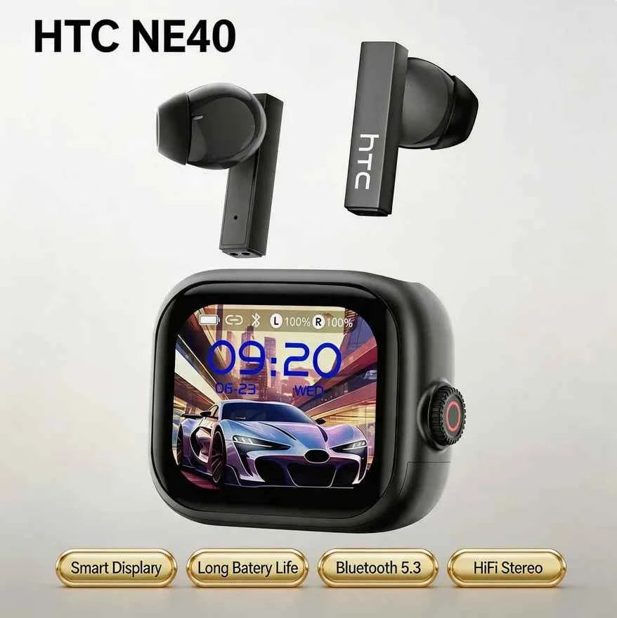 HTC NE40 TWS Wireless Earphones Bluetooth 6.0 ENC Noise Reduction Touch Control Earphones Touch Control Sports Headphones