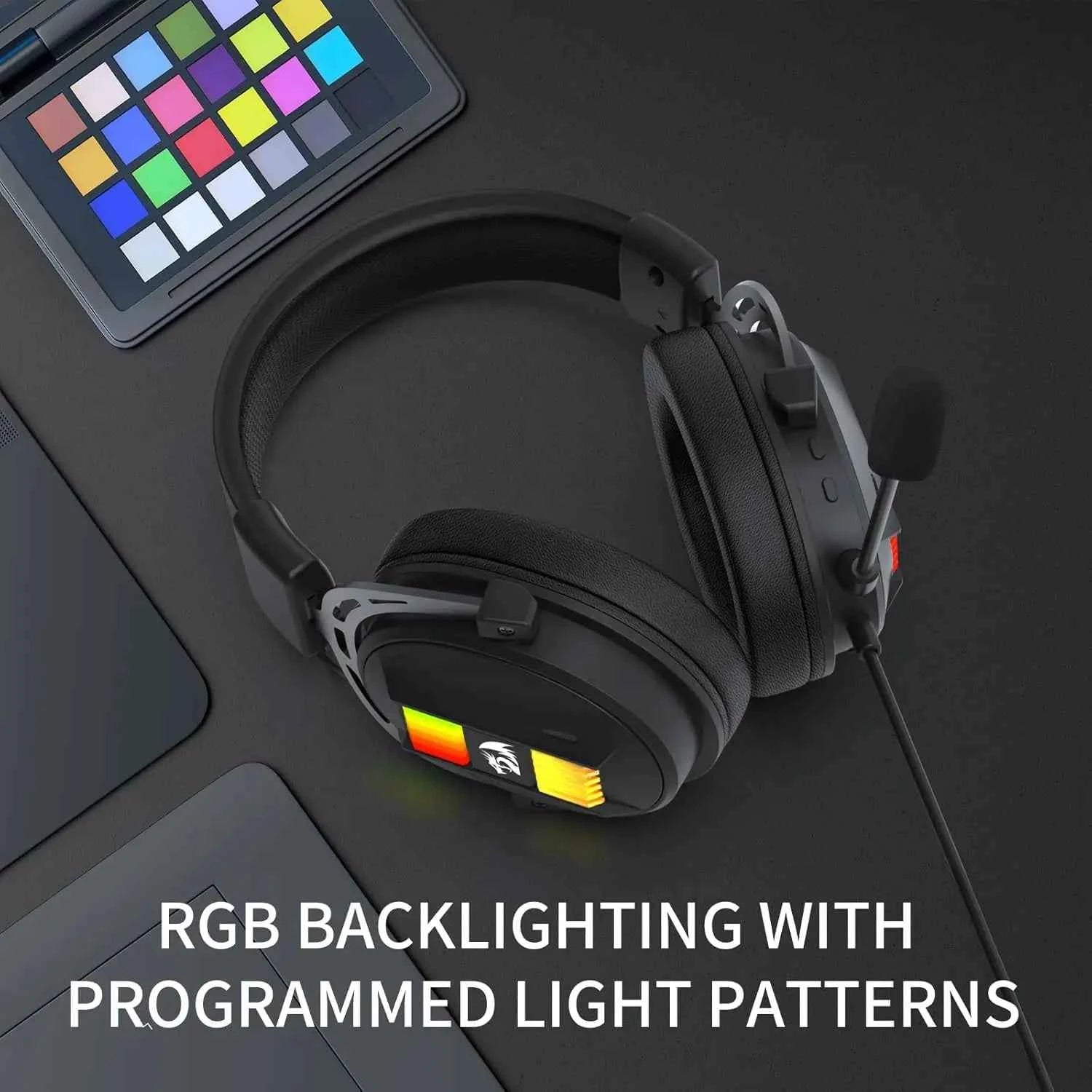 Redragon H375 Wired Gaming Headset, 53mm Drivers 7.1 Surround Sound, Detachable Noise Cancelling Mic, USB Computer Headset