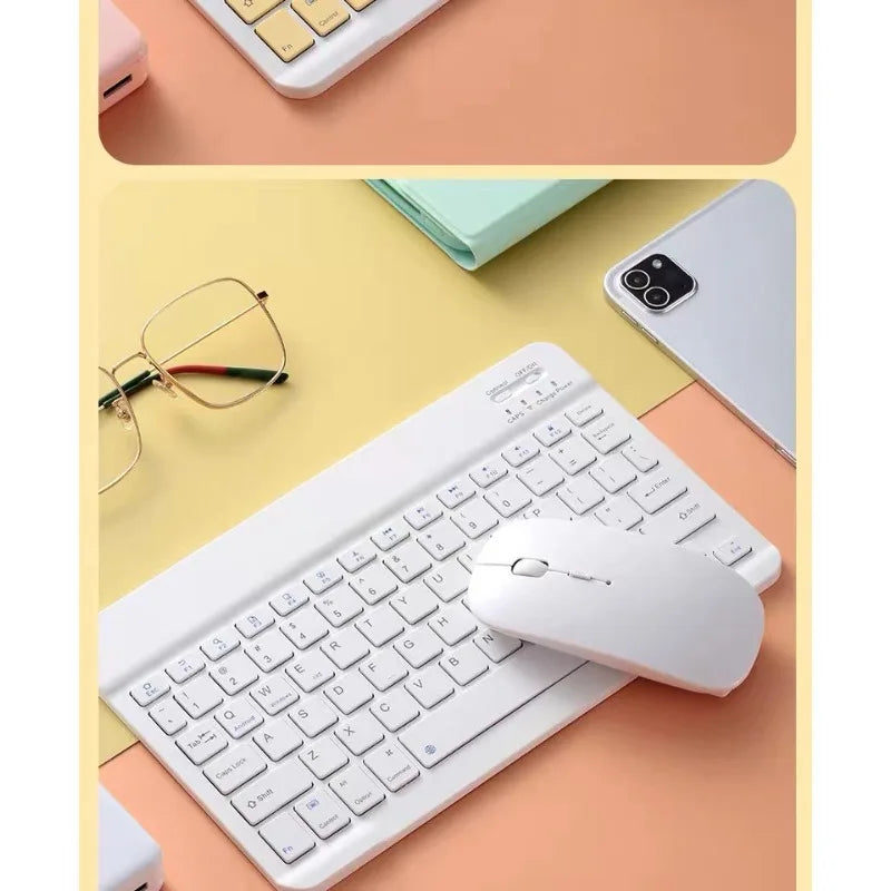 10inch Bluetooth Wireless Keyboard Rechargeable For Mobile Phones Tablet Russian Spanish French AZERT For Android ios Windows