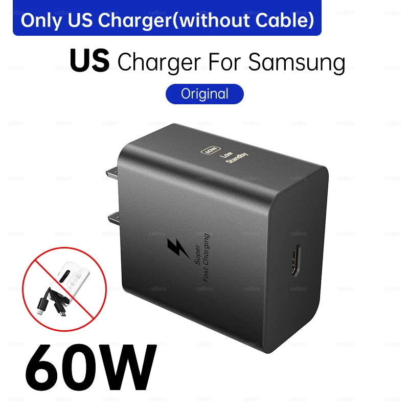 Samsung S26 Ultra original 60W Charger PD Type C Adapter EU Plug Fast Charge Samsung S25+ S25 S24 S23 S22 Ultra A57 Tab S10 S9