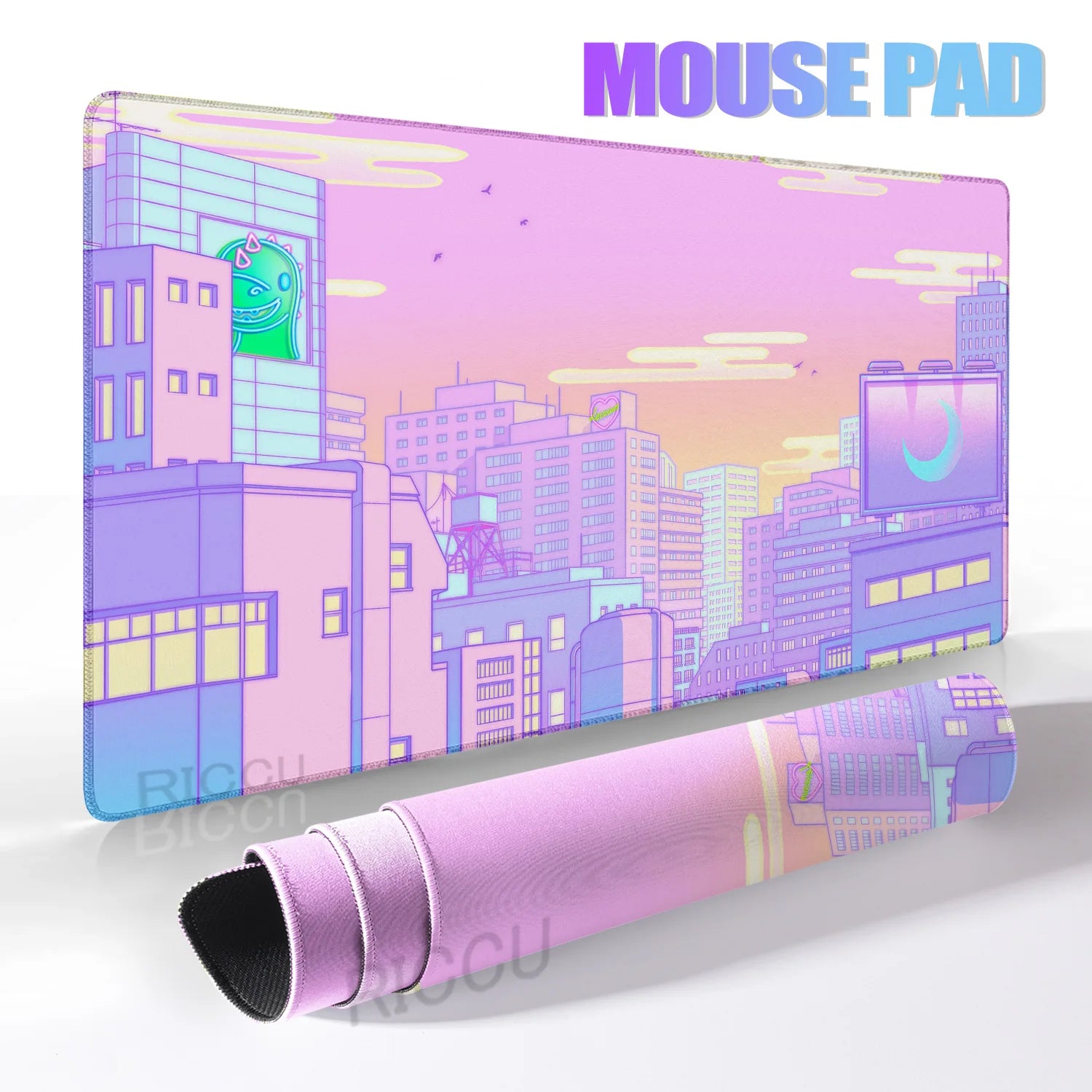 Pink Moon big Mousepad Anime Mouse Pads Gaming Mouse Pad Cartoon Non-Slip Deskmat Keyboard Mat Desk Protector Pc Accessories