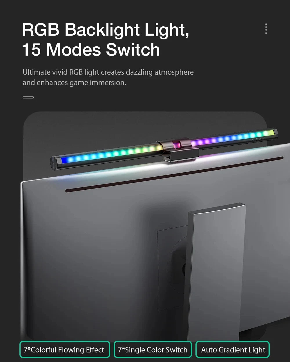 Wisciton RGB Desktop Atmosphere Light, Strip LED, Eye Protection, Learning/Reading, Hanging Light - WinSupport Tech