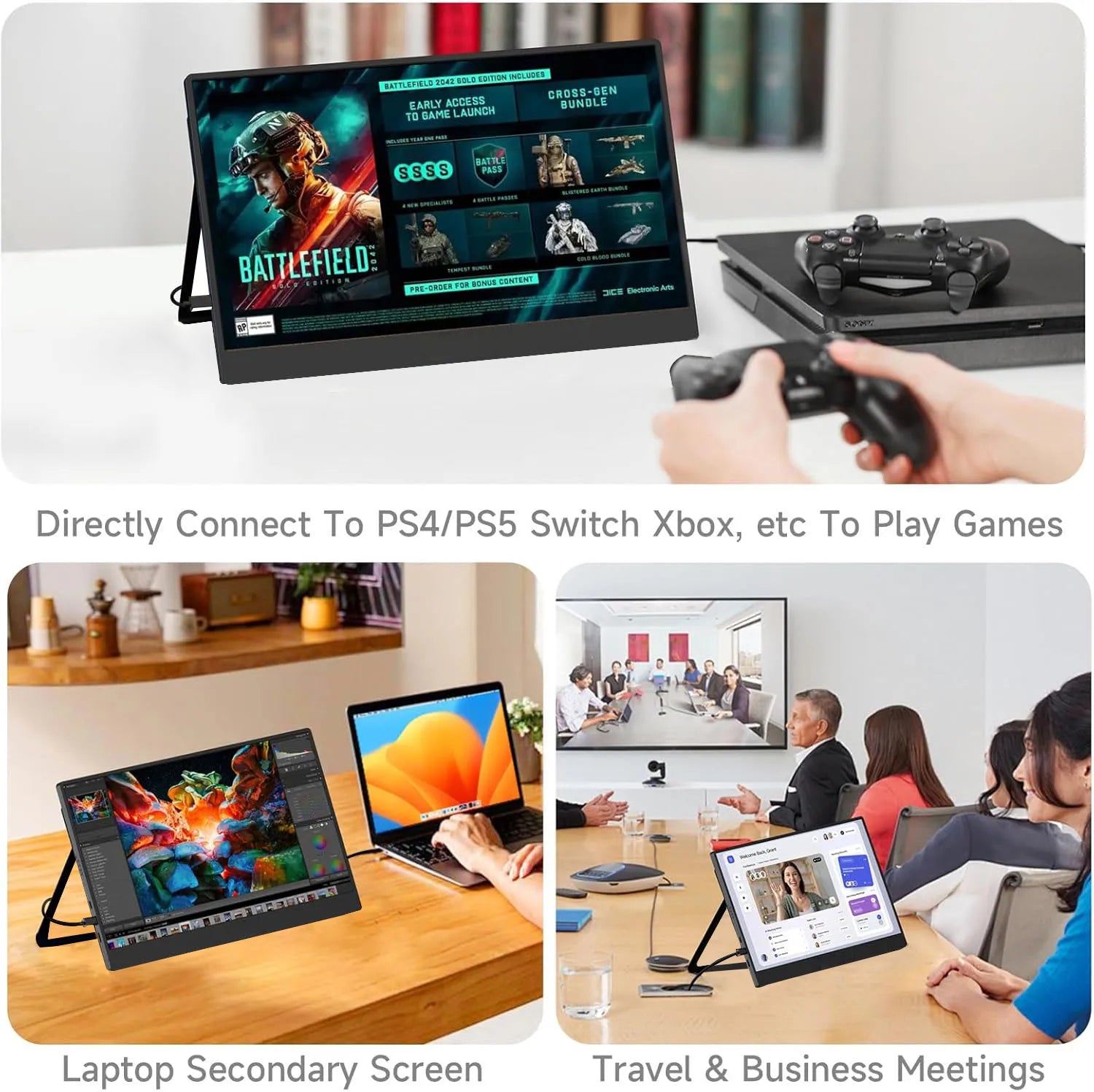 14.2 Inch Portable Touch Monitor QHD 2.5K IPS Secondary Screen Extend Display For Laptops Desktops Computer PS4/5 Gaming Monitor