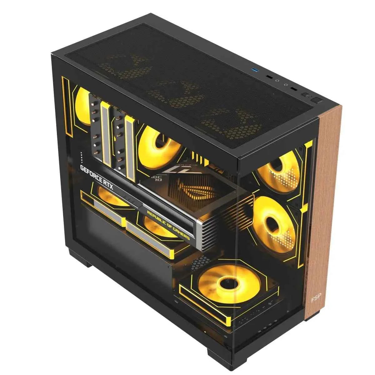 F1 Itx Case Walnut Sea View Room Desktop Computer Case With Glass Side View Support Matx/Atx Board E-Sports Game Computer Case