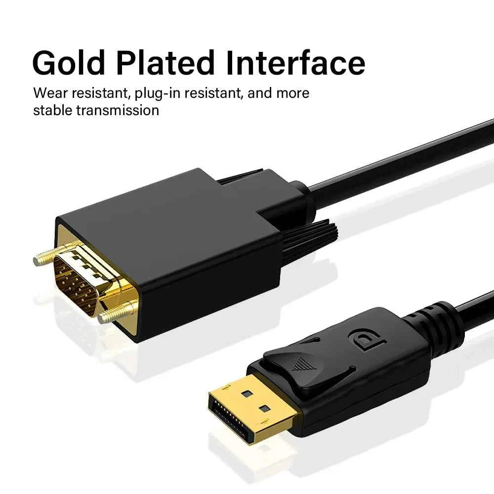 DisplayPort to VGA Cable 6FT/1.8M,Gold Plated DP Male to VGA Male Adapter 1080P@60Hz for Laptop, PC, Monitor, TV, Projector