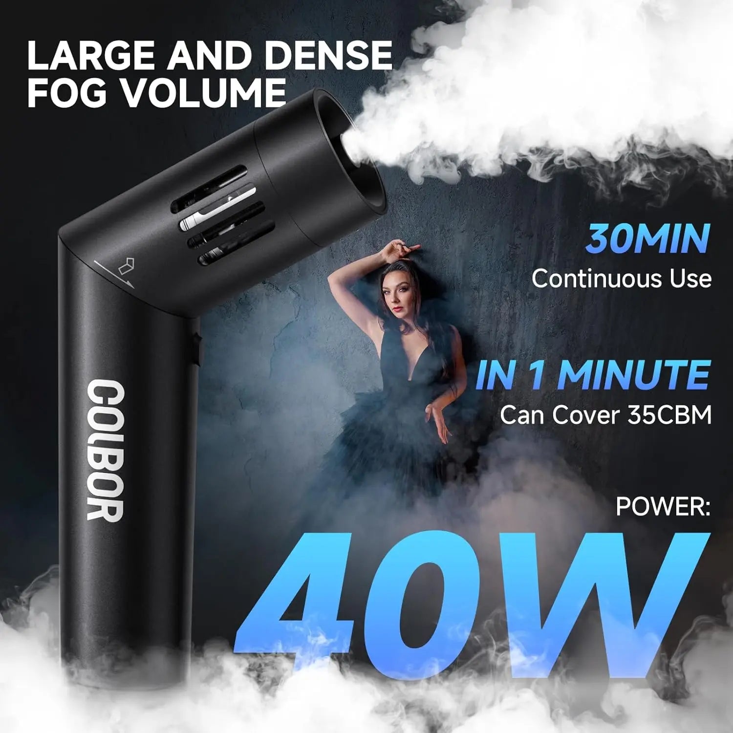 COLBOR CF5 Mini Fog Machine 40 W Portable Remote Control Smoke Machine for Photography, Fog Smoke Machine for Video Production
