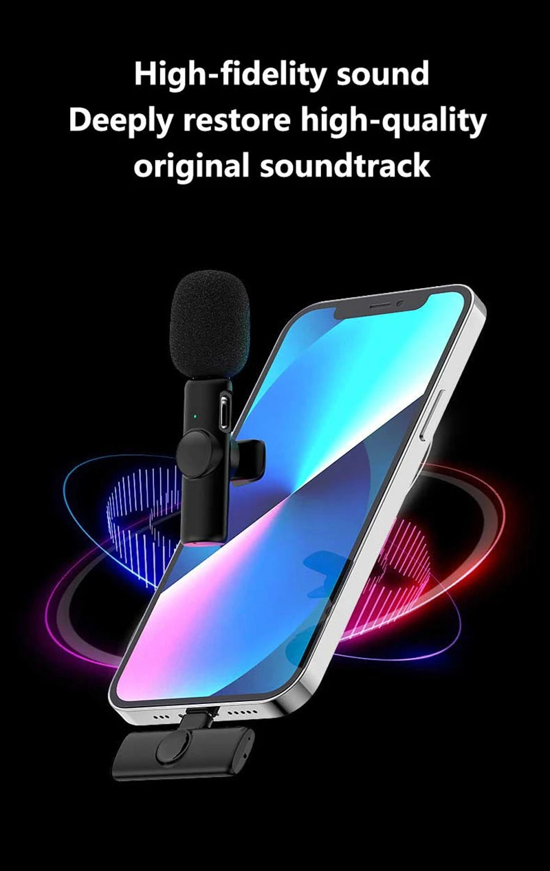 New Portable Wireless Lavalier Microphone Audio Video Recording Mini Microphone for iPhone Laptop Android Live Gaming Mic