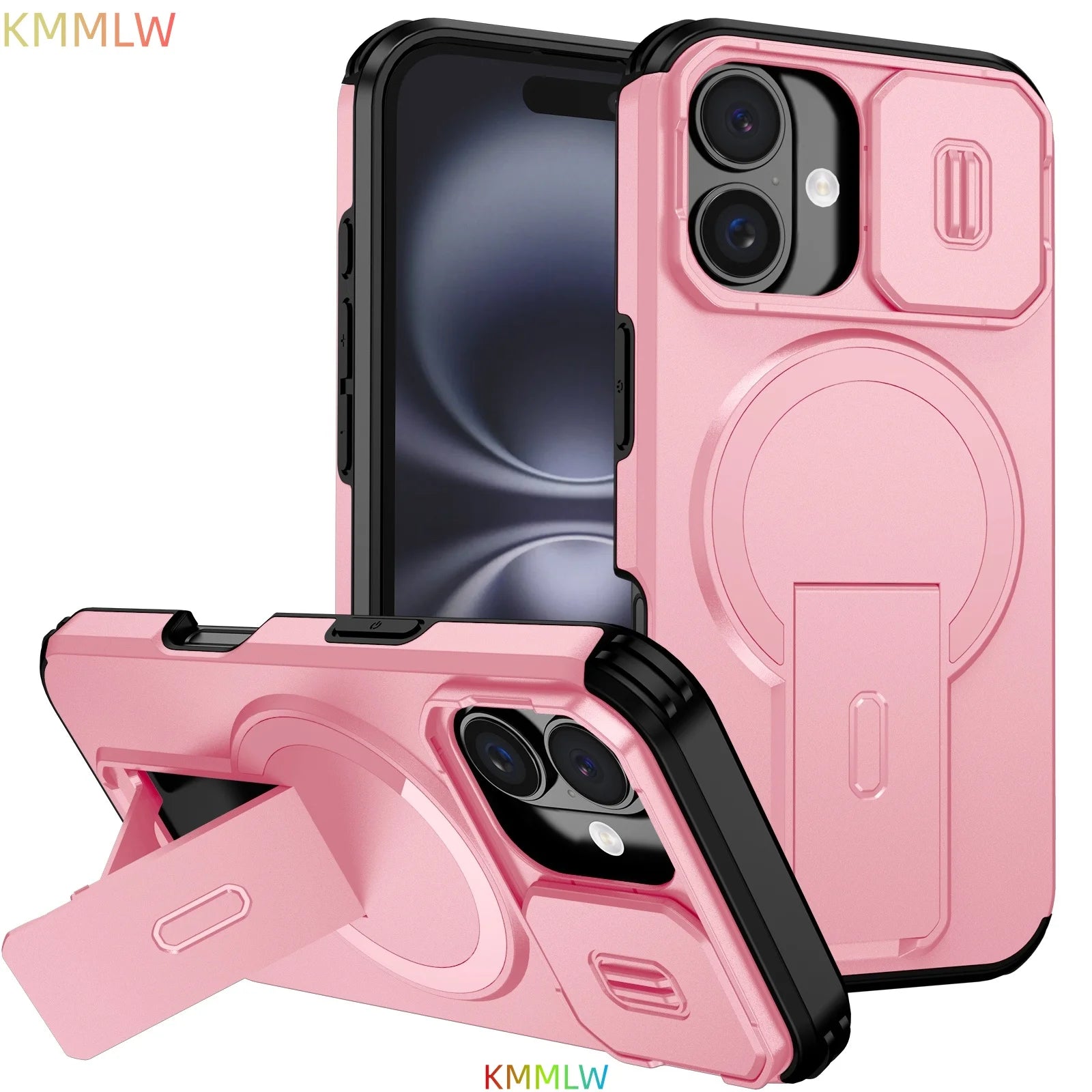 Lens Protect Camera Phone Case for iPhone 16 15 14 13 12 11 Pro Max Plus 16e Magnetic Kickstand Cover