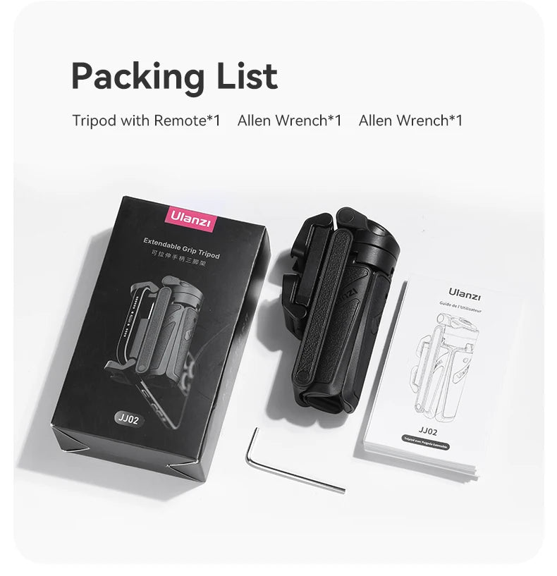 Ulanzi JJ02 Wireless Selfie Tripod With Bluetooth Remote Control Portable Foldable Monopod For Smart Phone Booster Handle Grip
