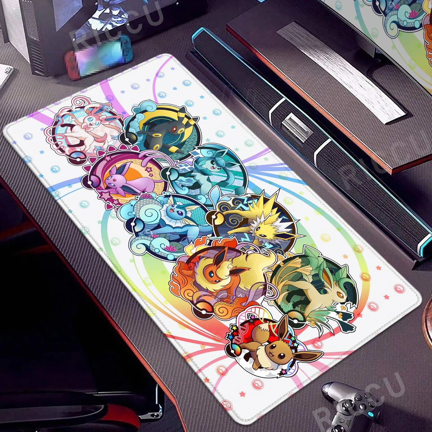 Large Mouse Pad Anime Gaming Speed Mousemat Eevee Desk Mat Gamer Keyboard Mousepad Office Accessories P-pokemon Kawaii Deskmat
